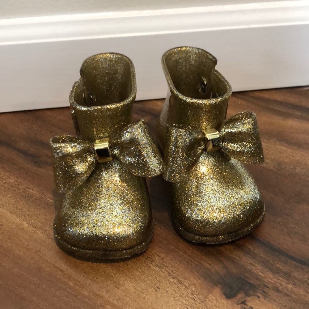 Gold Glitter Mini Melissa Rain Boots